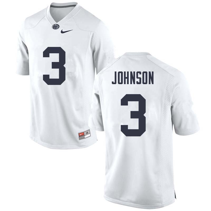 NCAA Nike Men's Penn State Nittany Lions Donovan Johnson #3 College Football Authentic White Stitched Jersey ZPA2098CJ